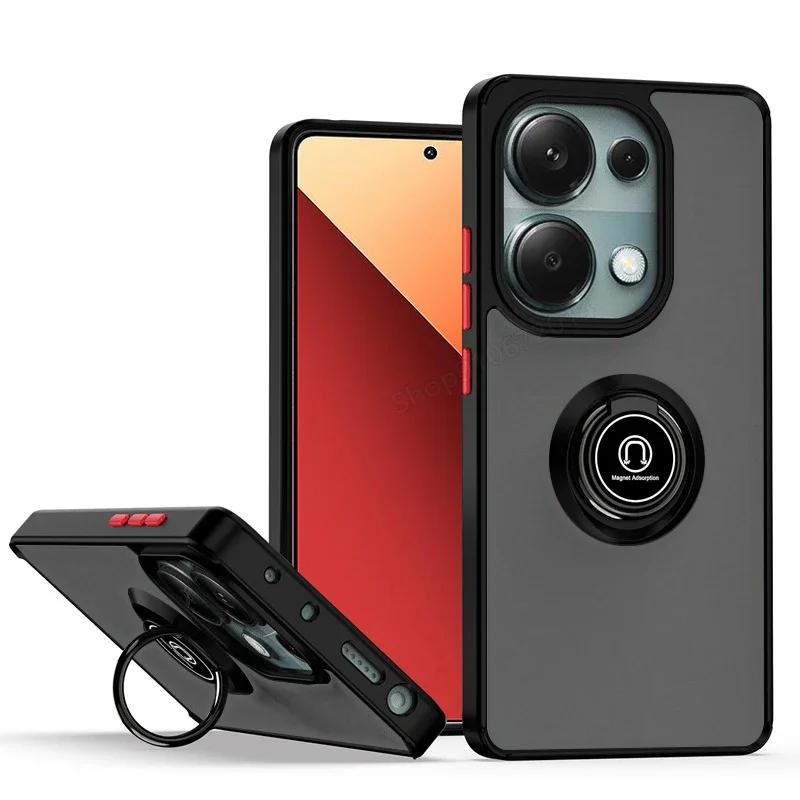 Магнитный матовый чехол-держатель для кольца для Redmi Xiaomi 14T 12T Note 12 13 Ultra Pro Plus 14 13C 14C X6 4 5G Deluxe противоударный чехол