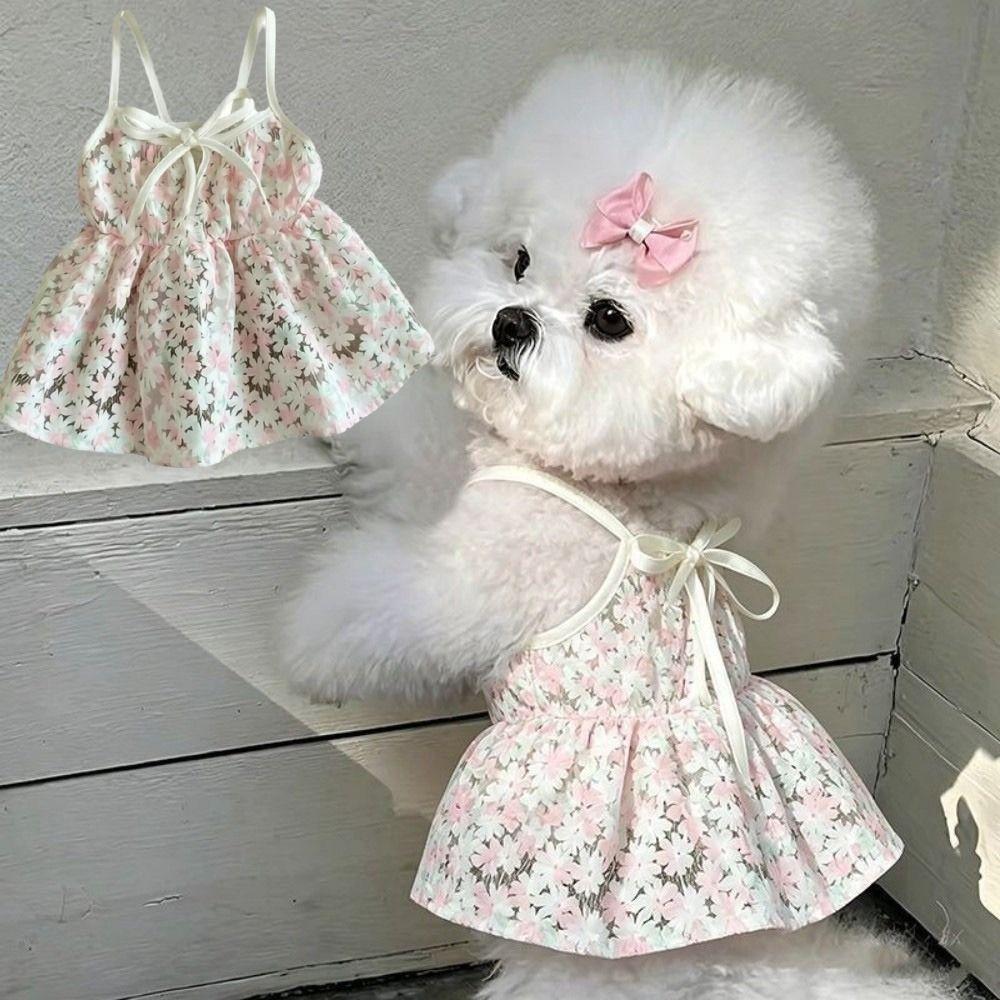 Comfortable Breathable Dog Dress Floral Print Pet Vest Cute Puppy Dress Dogs Cats