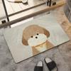 Velvet Puppy Oil Painting Absorbent Floor Mat for Entryway and Bathroom