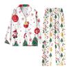 Child 2 Piece Christmas Day Printed Suit Long Sleeve Button Up Top Wide Leg Pants Suit Set Pajamas Home Casual Suit