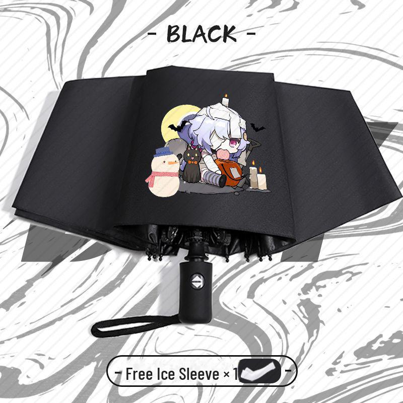 Зонт Genshin Impact Automatic складной с защитой от ультрафиолета для учеников начальной школы - устойчив к ветру, подходит для использования в солнечную и дождливую погоду