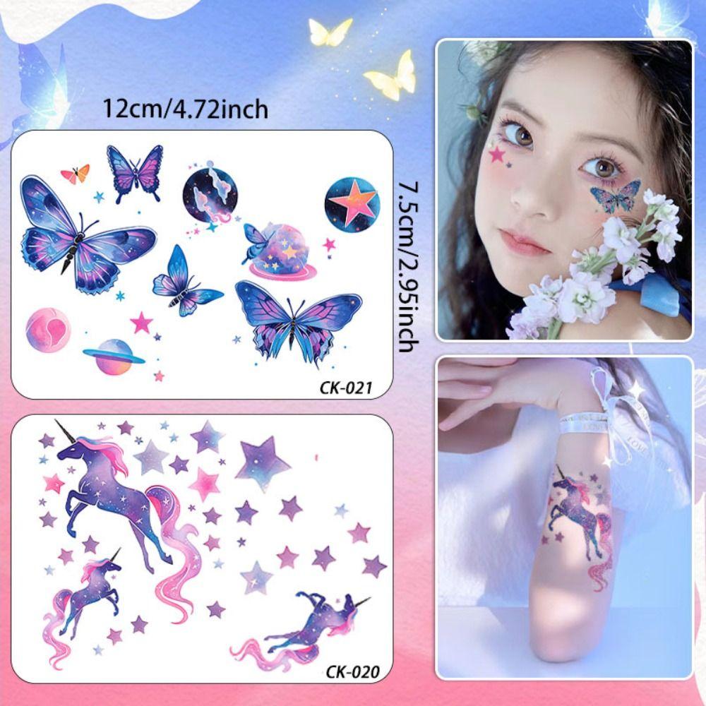 Водонепроницаемая наклейка с татуировкой бабочки, мультяшные поддельные татуировки, детская наклейка на руку, музыкальный фестиваль