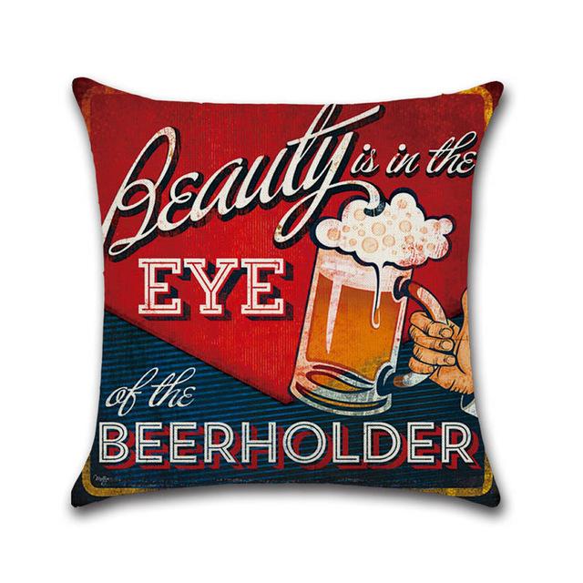 Retro Beer Cushion Cover Beer Throw Pillow Case Cover Cojines Decorativos Para Sofa Housse De Coussin Kussenhoes Funda Cojin