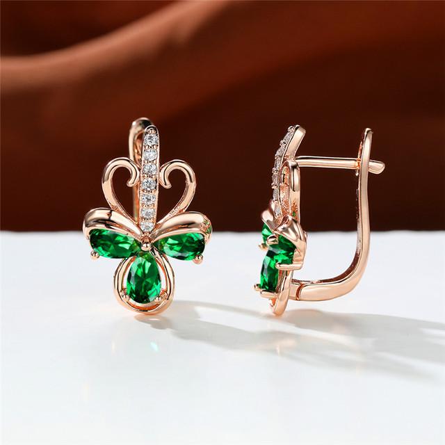 Роскошные женские серьги с радужным цирконием, маленькие серьги-клипсы цвета розового золота для женщин, изящные свадебные серьги с кристаллами и цветами