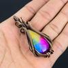 Dazzling Rainbow Solar Quartz Gemstone Handmade Copper Wire Wrap Jewelry Pendant For Gift