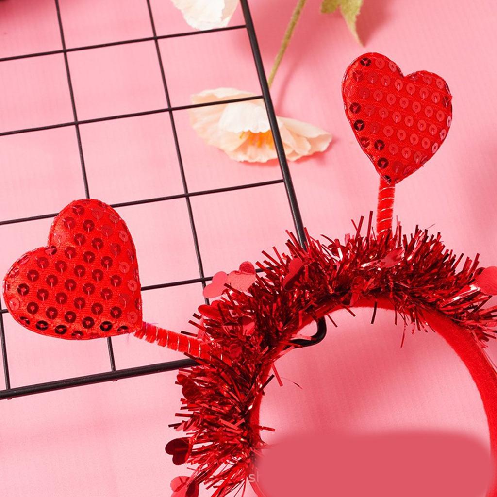 Повязка на голову на День святого Валентина для женщины с пайетками в форме сердца, нежные повязки на голову, нескользящие повязки на голову, милые аксессуары для выпускного вечера для девочек