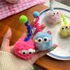 Children Cartoon Plush Hairpin Fuzzy Soft Plush Ball Big Eyes Elastic Spring Anti-slip Lightweight Baby Girls Pom Pom Hair