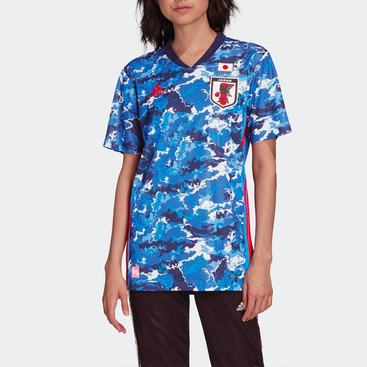 Adidas Футболка с коротким рукавом и V-образным вырезом Japan Home Fan Tie-Dye, женская, синяя ED7364