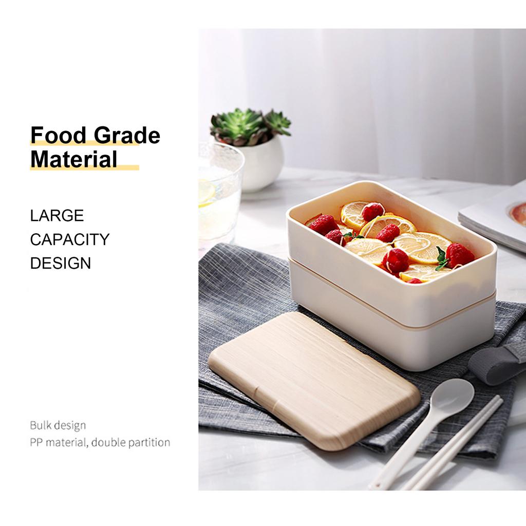 Portable Lunch Box Student Food Grade PP-Material 2 Layers Microwave Heating Food Containers with Elastic Band
