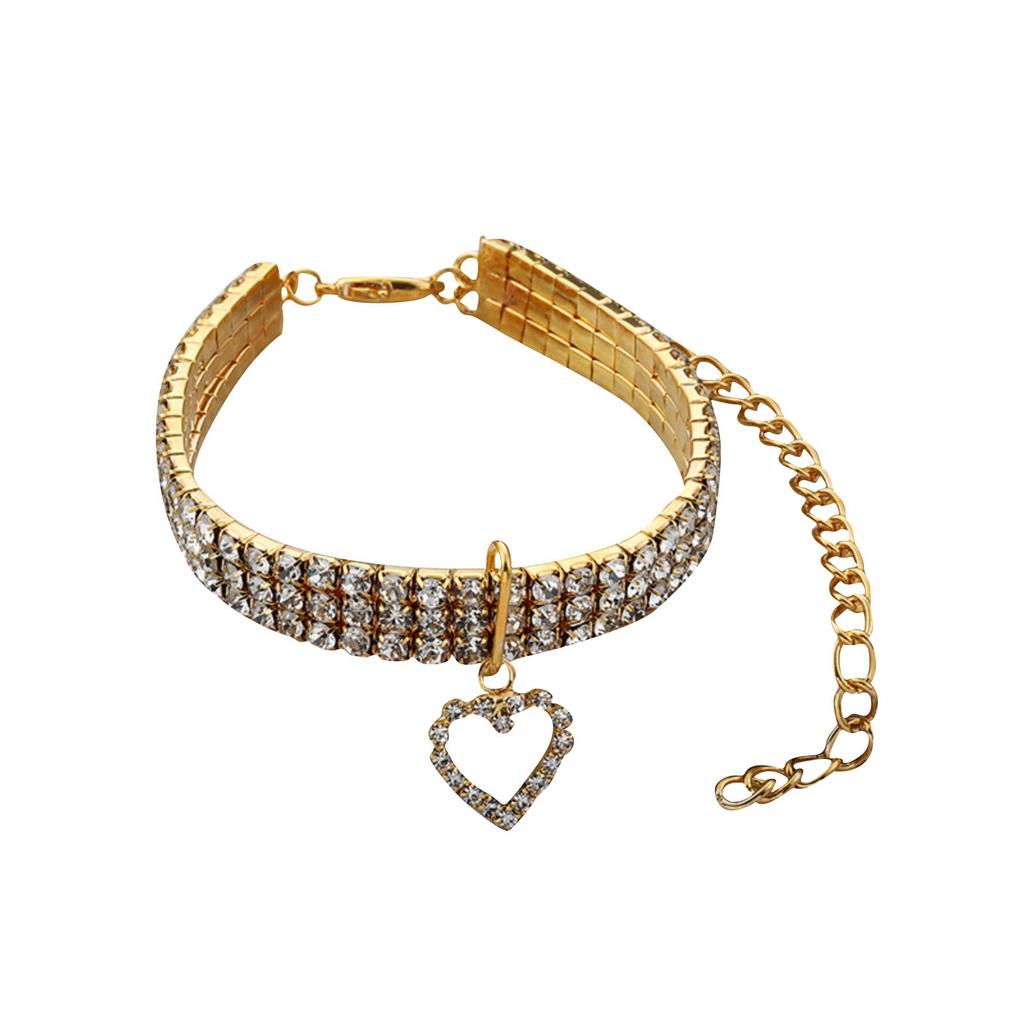 Трехрядное эластичное ожерелье со стразами для домашних животных, цепочка с подвеской в виде кошки, ошейник для собак, товары для животных, аксессуары для маленьких собак