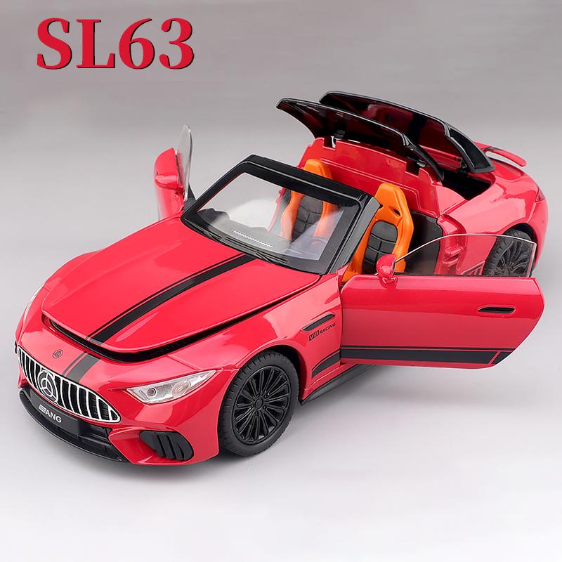 Металлическая литая игрушечная машина-кабриолет Benz SL63 со светом и звуком