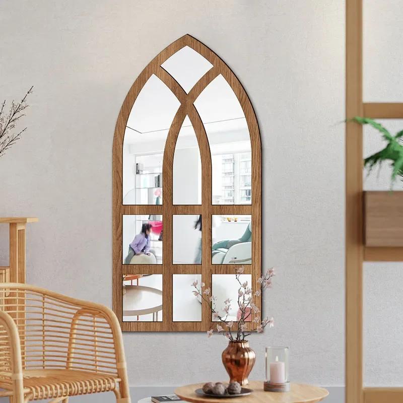 Imitation Window Arch Design Acrylic Mirror Wall Sticker Self-adhesive Decals Home Living Room Background Art Wall Decor Mirror