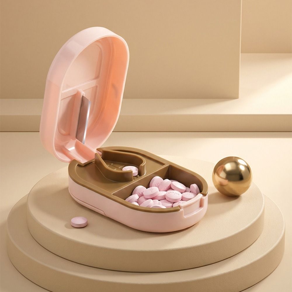 2-in-1 Pill Splitter Pills in Half Tablet Storage Box New Pill Cutter Small or Large Pills