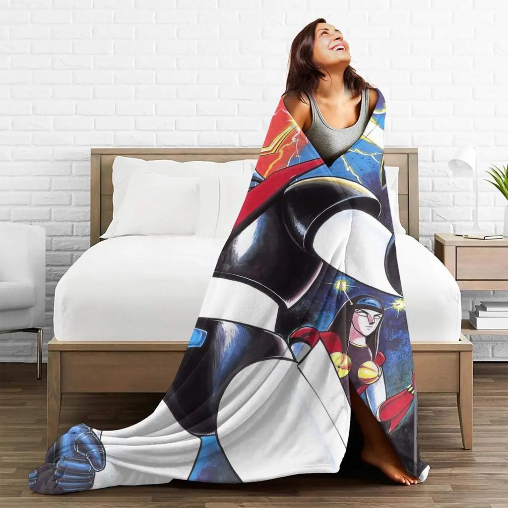 Actarus Mazinger Z Blankets Fleece Decoration UFO Robot Grendizer Goldorak Portable Throw Blankets for Bed Outdoor Bedspreads