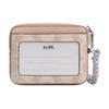 New COACH Coated Canvas Card Holder Mini Women's Sand & Taupe CW883-SVPWH