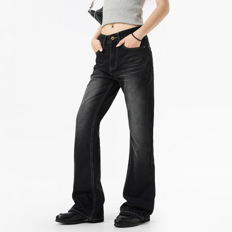 OREETA American Vintage Washed Flared Jeans Unisex High Street Style Casual Pants