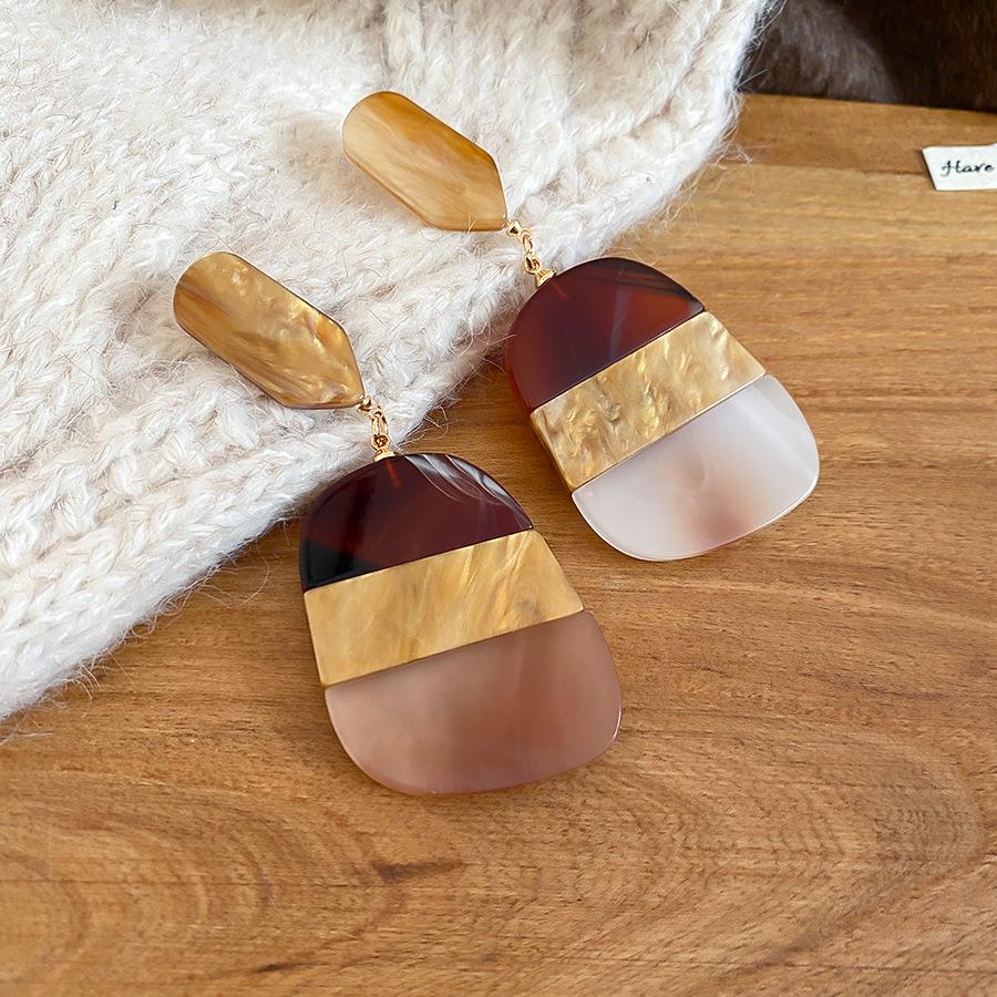 Серебряная Игла Этнические Ацетатные Овальные Бохо Серьги-Подвески – Высококачественная Модная Бижутерия