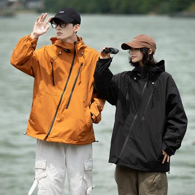 Куртка весна-осень, повседневная, свободная, однотонная, инструментальная, многофункциональная, верхняя куртка