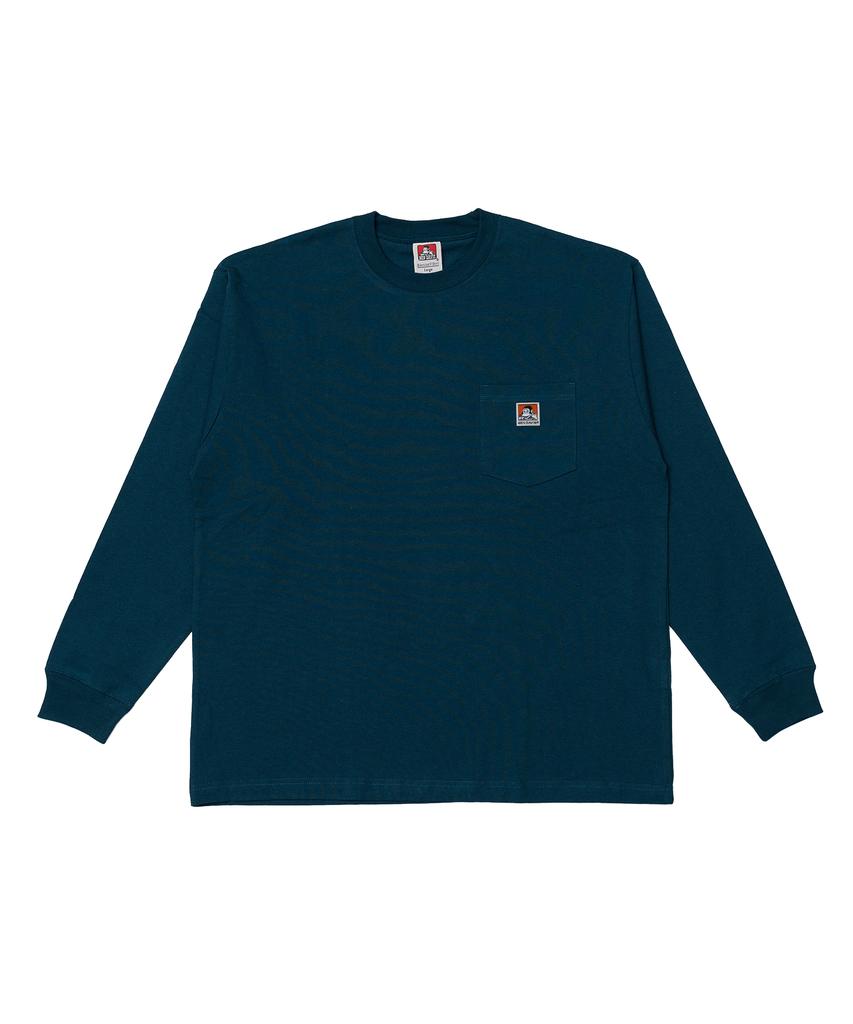 BEN DAVIS White Label Wide Ls Pocket Tee Deep Aqua