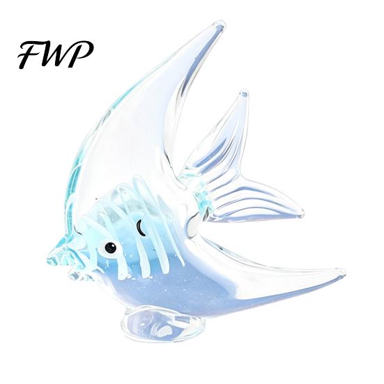 Handmade Glass Ocean Ornament Tropical Fish Figurine, Blown Ornament, Miniature Colorful Decor Statue for Beach House Home Table Craft
