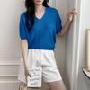 New ArriVals Open Run Women Solid V Neck Short sleeVe Knit