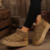 2024 Autumn and Winter Fashion Warm Casual and Comfortable Snow Boots Leopard Print Flat Heel Round Toe Fashion Boots for Women