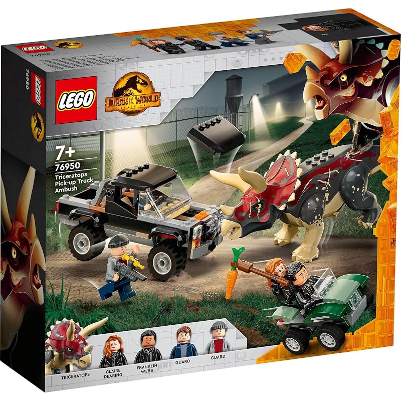 LEGO Мир Юрского Периода Атака Грузовика на Трицератопса 76950 Игрушечные Строительные Блоки Подарок Динозавр Мальчики Девочки Возраст 7+