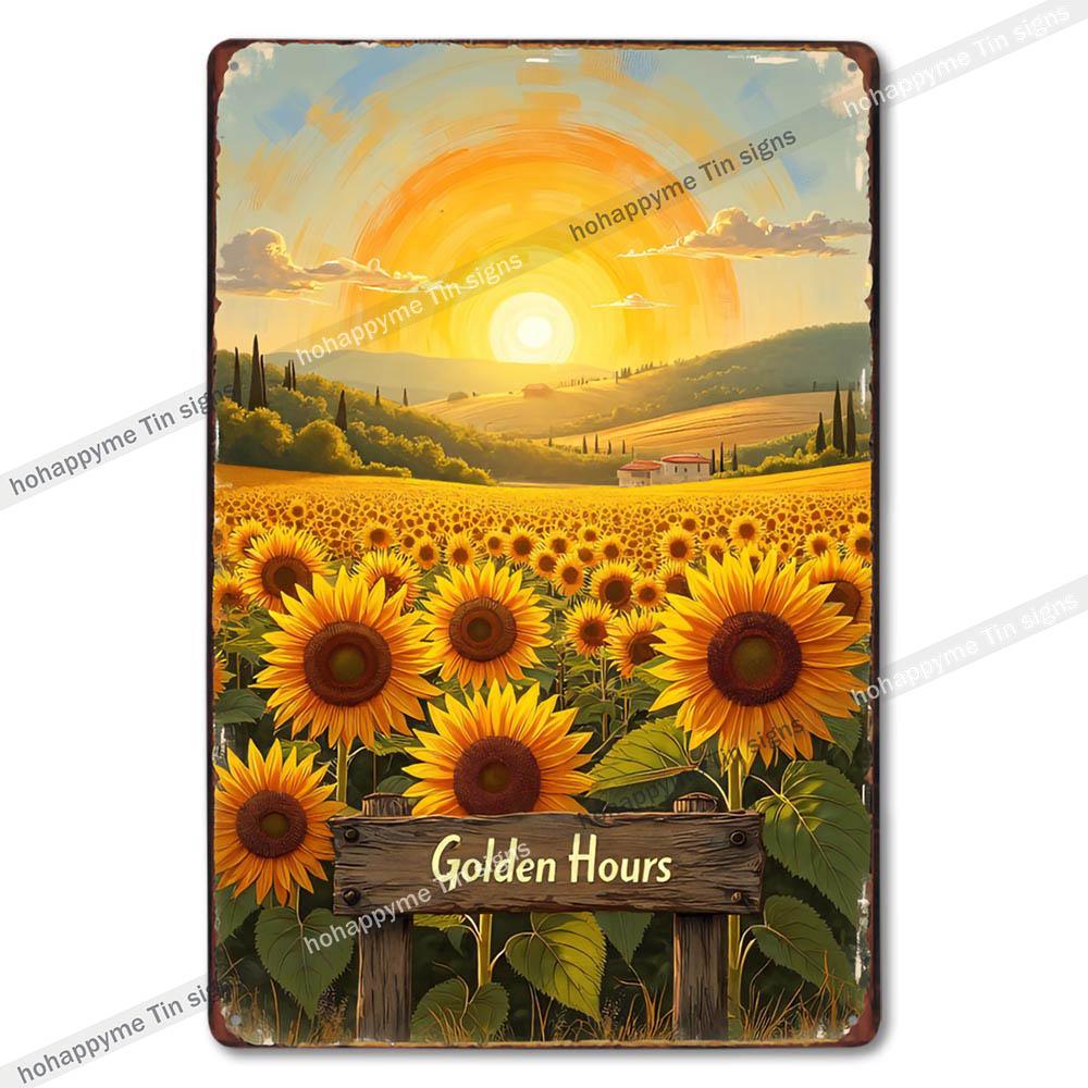 Retro Floral Metal Tin Signs Home Decor Wall Art Garden Farmhouse Country Kitchen Bathroom Living Room