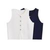 Однобортный вязаный жилет-топ с круглым вырезом, женский повседневный трикотаж без рукавов, свитера для девочек