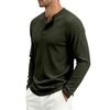 Мужская повседневная рубашка-henley с длинным рукавом, свободного кроя, в рубчик, дышащая, с планкой на пуговицах, топ-пуловер