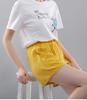 Washed Cotton Solid Color Women's Loose Wide-Leg Elastic Waist Casual Shorts