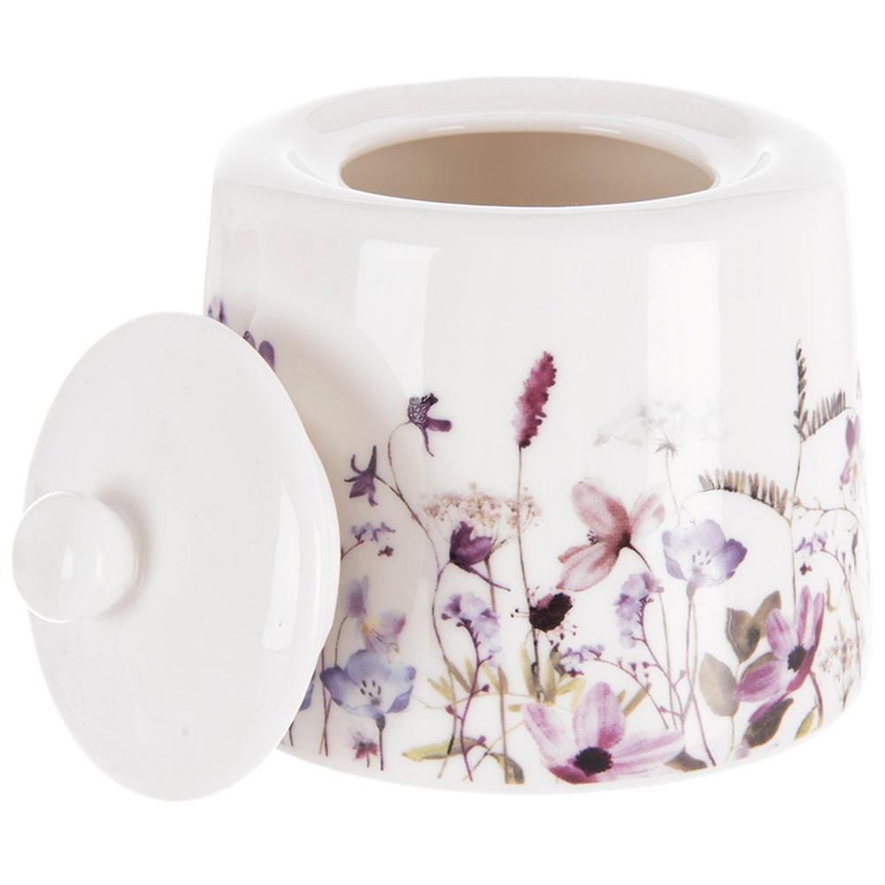 Cukierniczka Kwiaty Porcelanowa Cukiernica Pojemnik na Cukier z Pokrywką