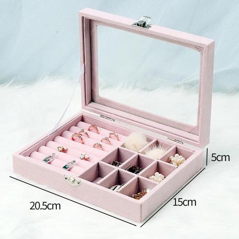 Jewelry Storage Box Dust-proof Transparent Large-capacity Hand Jewelry Stud Necklace Portable Exquisite Display Jewelry Box