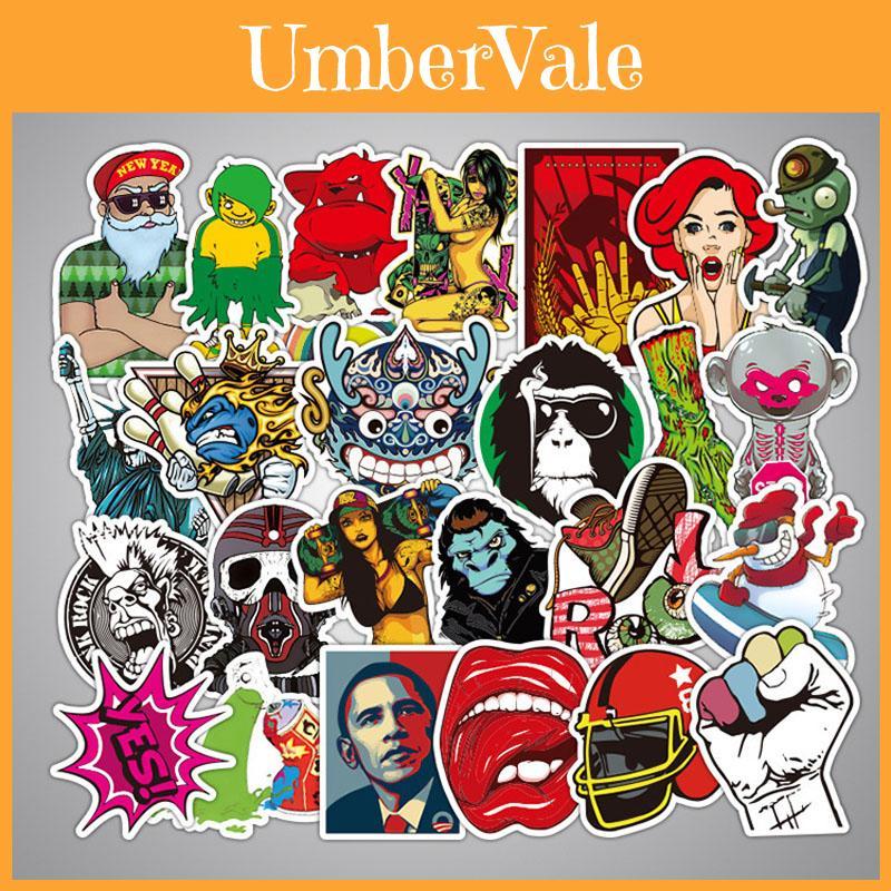 Vibrant 50pcs Vinyl Stickers For Skateboard Guitar Travel Case With Cool Designs