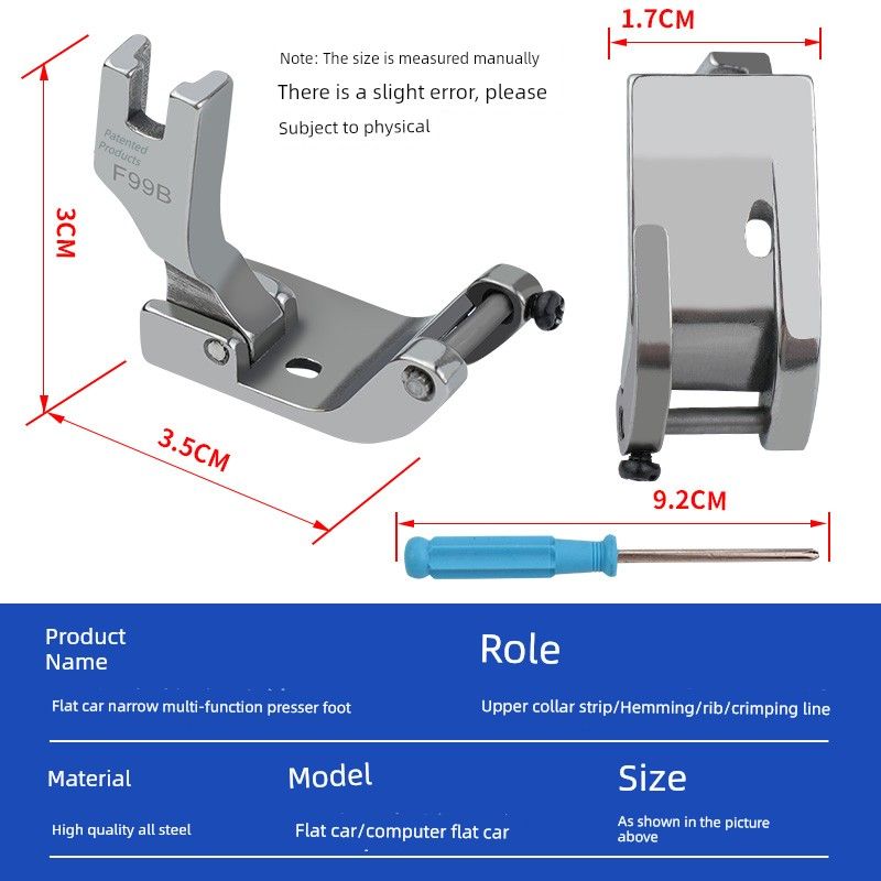 Collar Strip Presser Foot for Hemming and Binding, Multifunctional Presser Foot, Suitable for Both Thin and Thick Fabrics, Sewing Machine Accessory