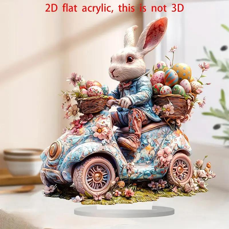 Домик в форме пасхального яйца Кролик Акриловая подвеска 2D Плоская Милый кролик Настольное украшение Пасхальный подарок