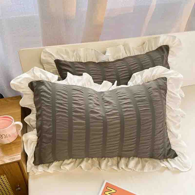 Pillowcase Princess Pillow Cover Cute Solid Color Single Lace Cushion Cover Women Removable and Replaceable Ruffle Trim