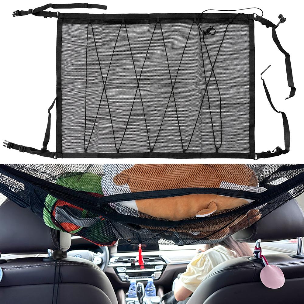 Breathable Mesh Bag Adjustable Mesh Pocket Interior Cargo Storage Bag Car Ceiling Storage Net Pocket Car Roof Storage Organizer