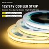 COB LED Lights Strip DC12V/24V High Brightness Flexible FOB LED Tape Double Row 624LEDs/m RA90 3000K 4000K 6000K Dimmable Strip