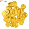 50pcs Plastic Pirate Gold Coins Treasure Hunt Game Fake Coins for Halloween Party Decorations Birthday Pirate Themed Party