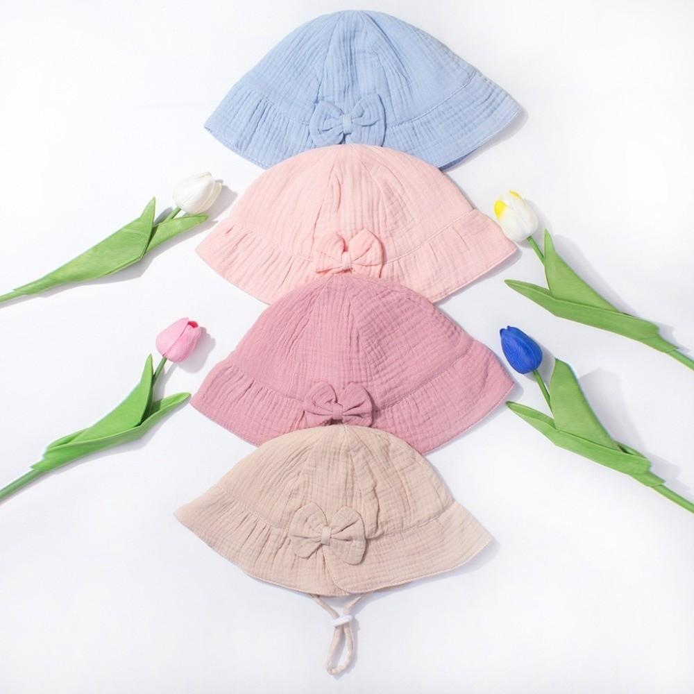 Cute Bowknot Baby Fisherman Hat Adjustable Bucket Cap New Princess Hat Spring Summer
