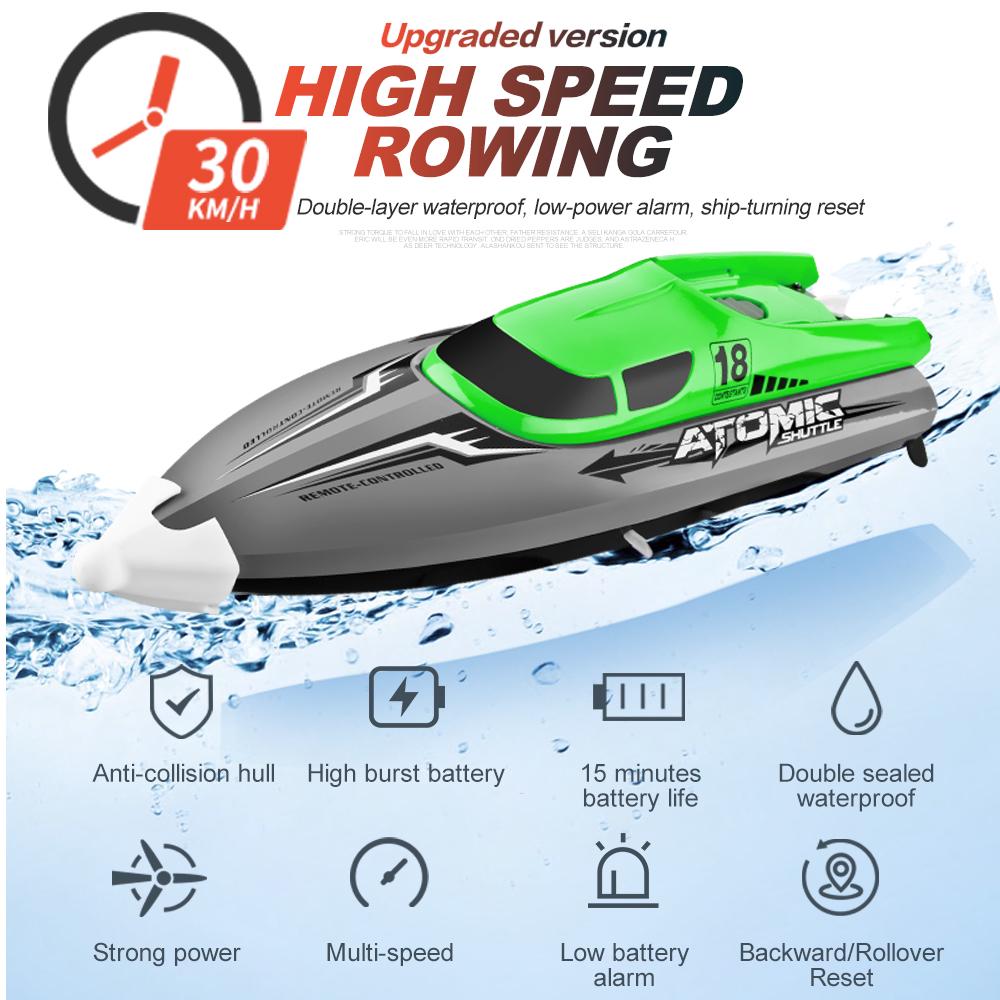 Лодка на радиоуправлении, лодка с дистанционным управлением, высокоскоростная скорость 30 км/ч, IPV7, водонепроницаемая, 2,4 ГГц, 4-канальная гоночная лодка для