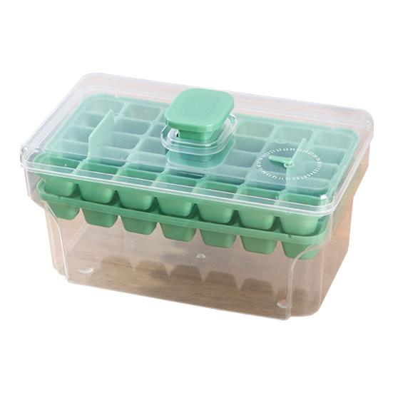 Форма для кубиков льда с крышкой. Лотки для кубиков льда для морозильной камеры. Дизайн верхней кнопки. Многоразовая форма с лопаткой для льда для виски, коктейля, кофе, кухни. Дома.