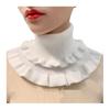 Women Fake Collar Double-Layered Ruffle Trim Autumn Winter False Collar Solid Color Detachable Collar Shirt Accessory