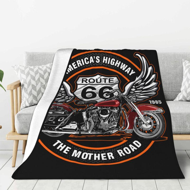 Индивидуальный 3D-принт Плед с маршрутом мотоцикла Route 66 Уютный фланелевый зимний плед с номерами шоссе США для дома и спальни