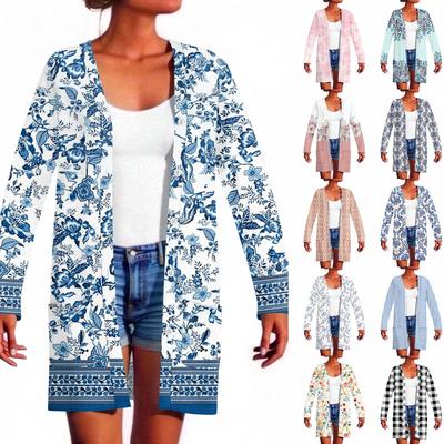 Женский кардиган с длинным рукавом, повседневная куртка с карманами, топ