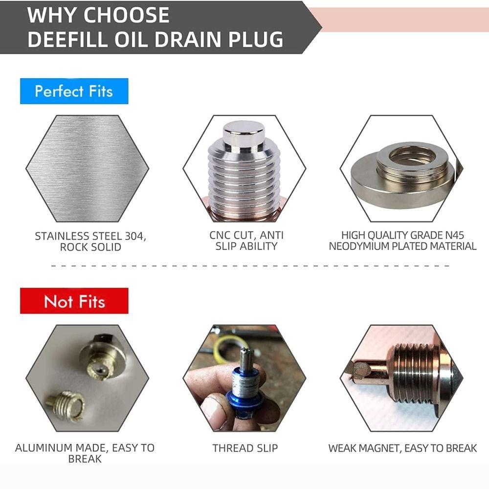 Stainless Steel Oil Drain Plug With Copper Washer Magnetic Drain Plug Reusable Sump Drain Bolt
