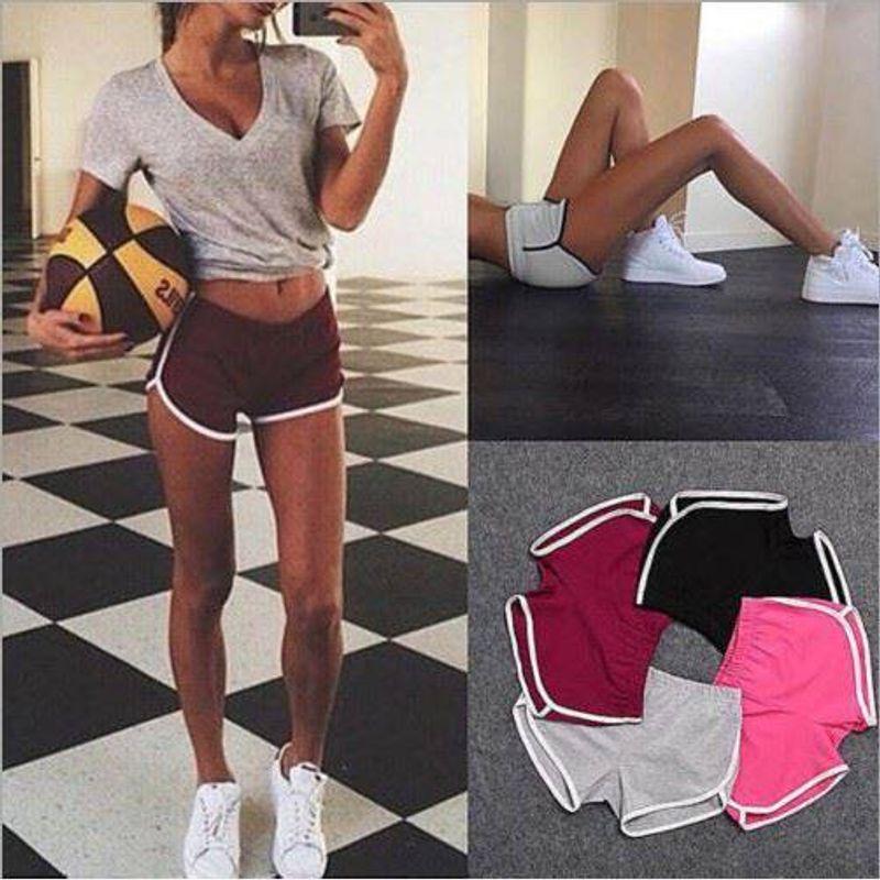 New Fashion Export Sports Shorts Women's Home Casual Solid Color Fashion Yoga Beach Pants Candy Color Hot Pants