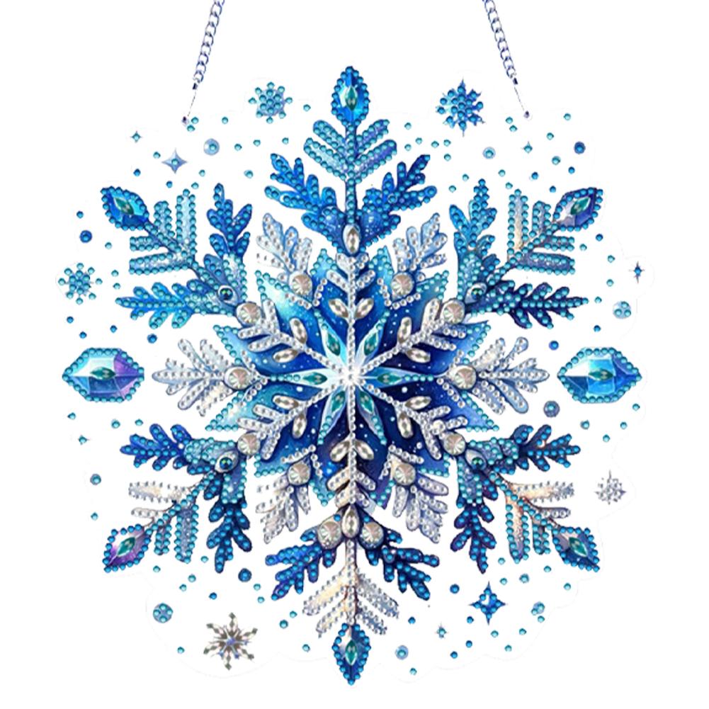 Snowflake Theme 2D/Flat DIY Rhinestone Diamond Art Window Pendants Special Shape Diamond Art Pendant Home Wall Decoration Crafts