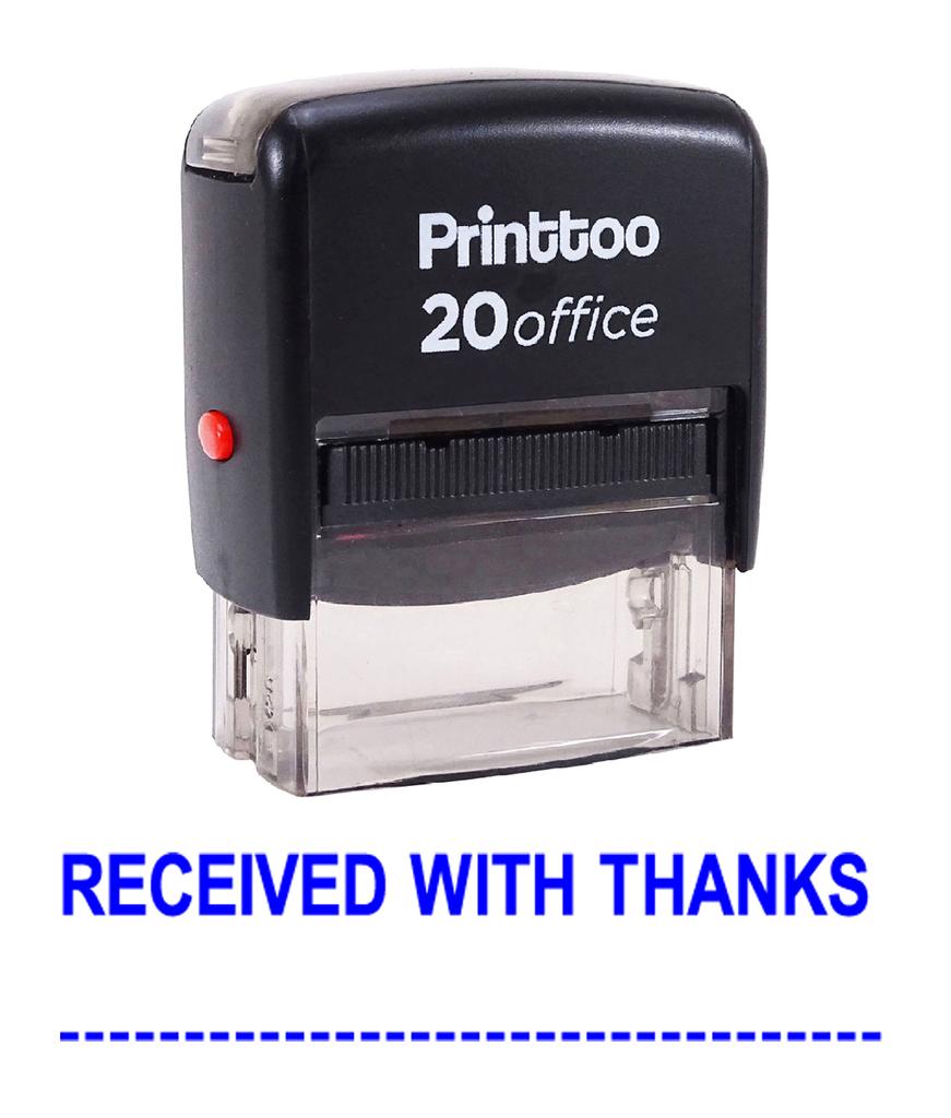 Printtoo RECEIVED WITH THANKS Self Inking Rubber Stamp Office Stationary Custom
